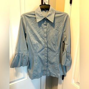 BCBG Maxazria Light Blue Button Up Top Size M